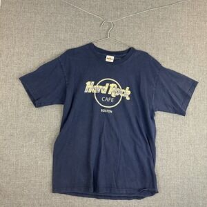 Hard Rock‎ Cafe Shirt Mens Large Navy Boston Graphic Tee T-Shirt Music Classic